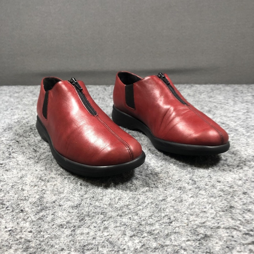 Munro American Vail Shoes Womens Size 9 M Red Leather Zip Slip On Comfort Casual